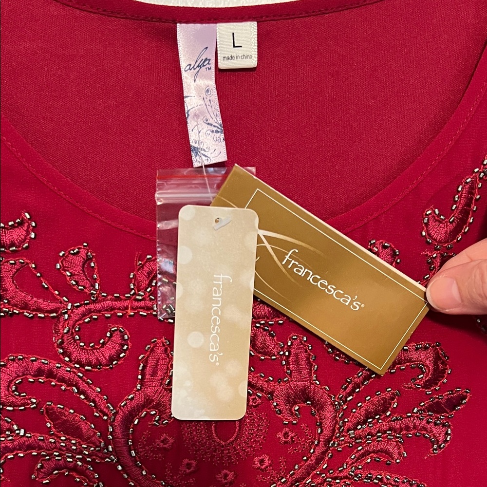Francesca's Collections Red Embroidered Dress - Picture 8 of 10